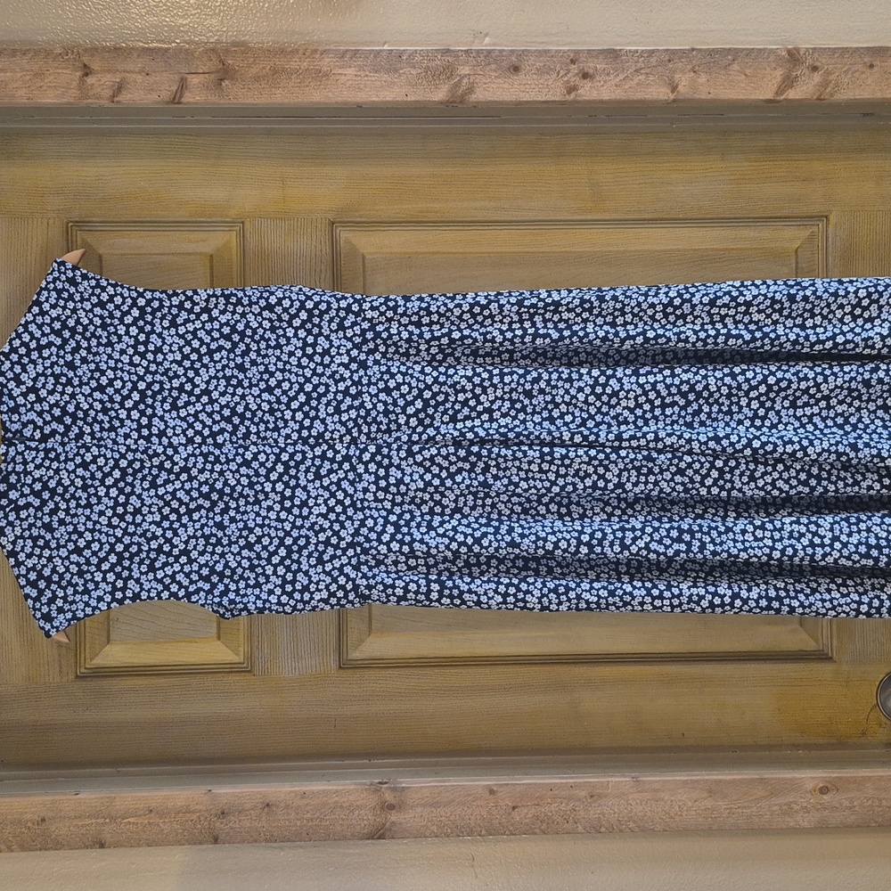 Jessica Howard Navy Sleeveless Zip Closure Back Dress White Floral Daisies 14P - Picture 4 of 12
